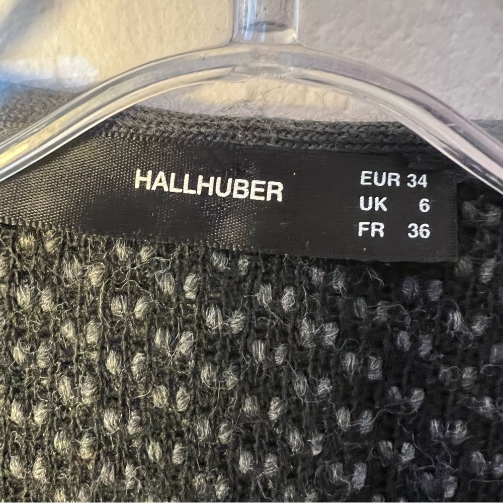 HALLHUBER Sweater Jacket Grey Wool Blend Zip Up 3/4 Sleeve Size US 4 w/ Pockets - Picture 7 of 11